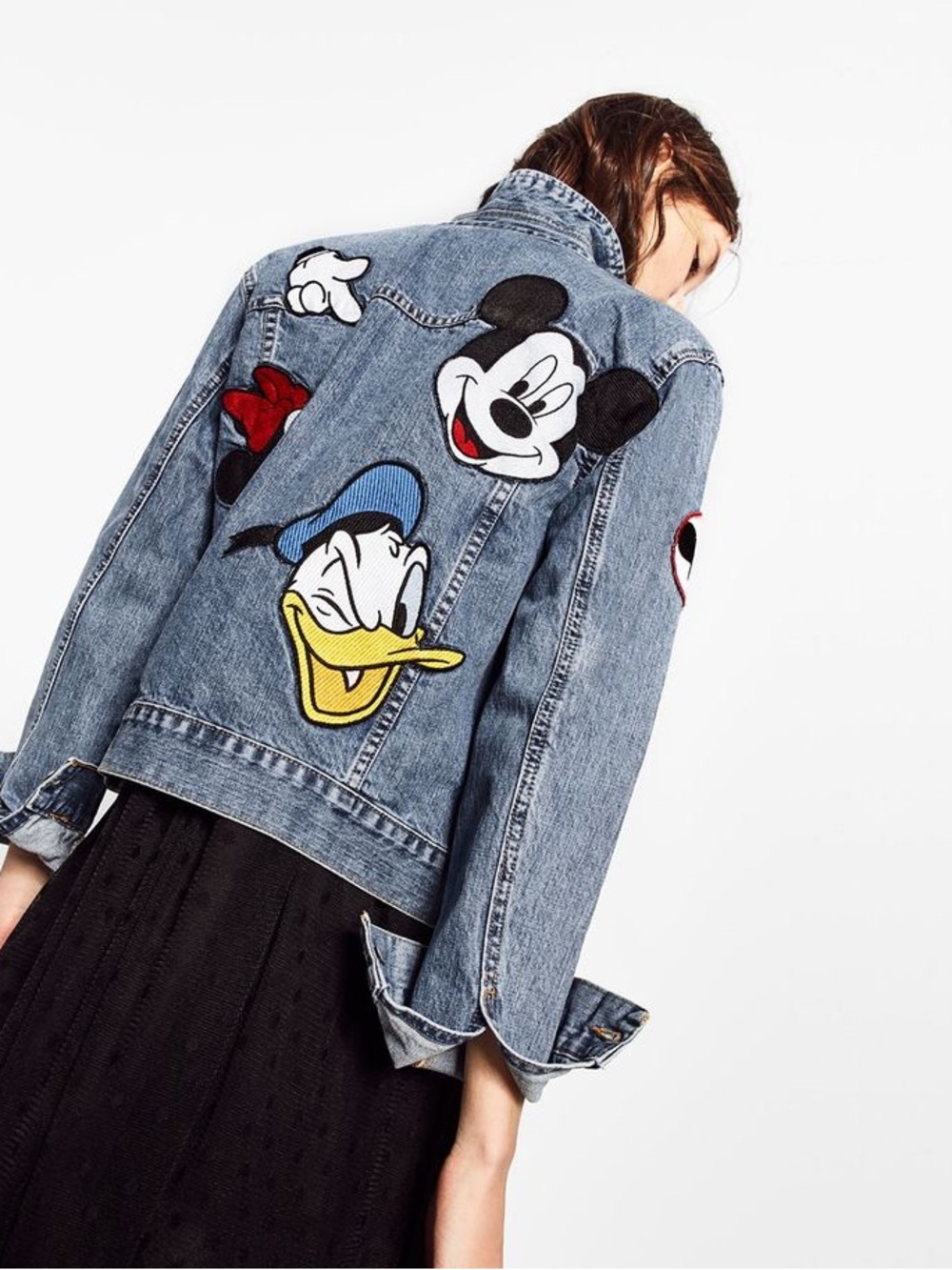 Zara Women’s Disney Mickey Mouse Patch Denim Jacket Small